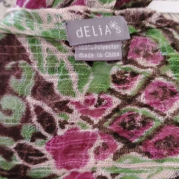 NWOT Delia*s multi-colored floral scarf - Picture 6 of 7